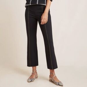 Anthropologie Women's Black Essential Cropped Flare Trousers Size Small